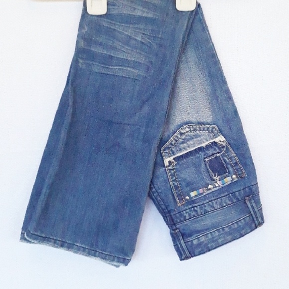 Low Rise Embroidered Boot Cut Jeans Studded and Distressed - Picture 5 of 6